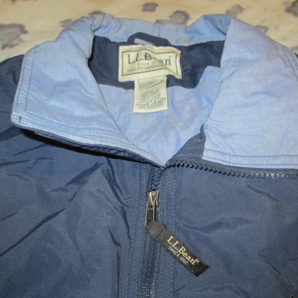 LL Bean Mens Blue Nylon Bomber Jacket Size Medium - Picture 4 of 7